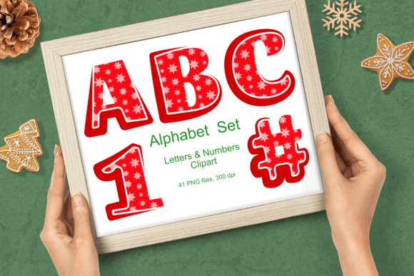Download Red Xmas Stars Pattern Alphabet Clipart - Red Collection