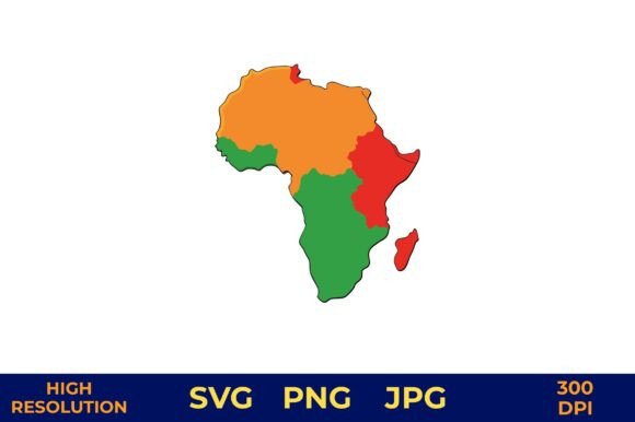 Download Africa Map with Distinct Colored Areas - Red Collection